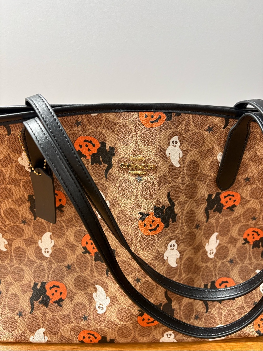 Coach Halloween Print Tote Bag in Brown/Orange